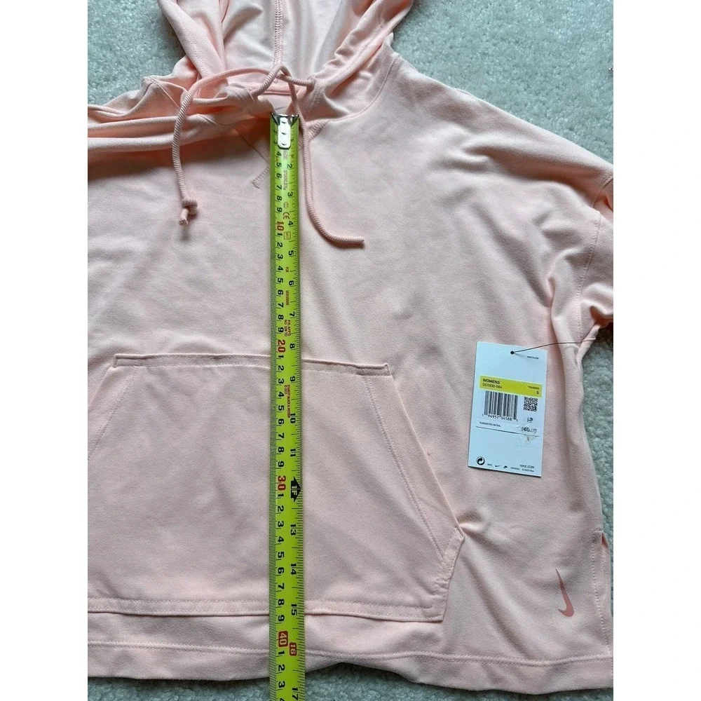 NWT Nike Yoga Hoodie Womens Jersey Cropped Long Sleeve Washed Coral Pink SIZE S